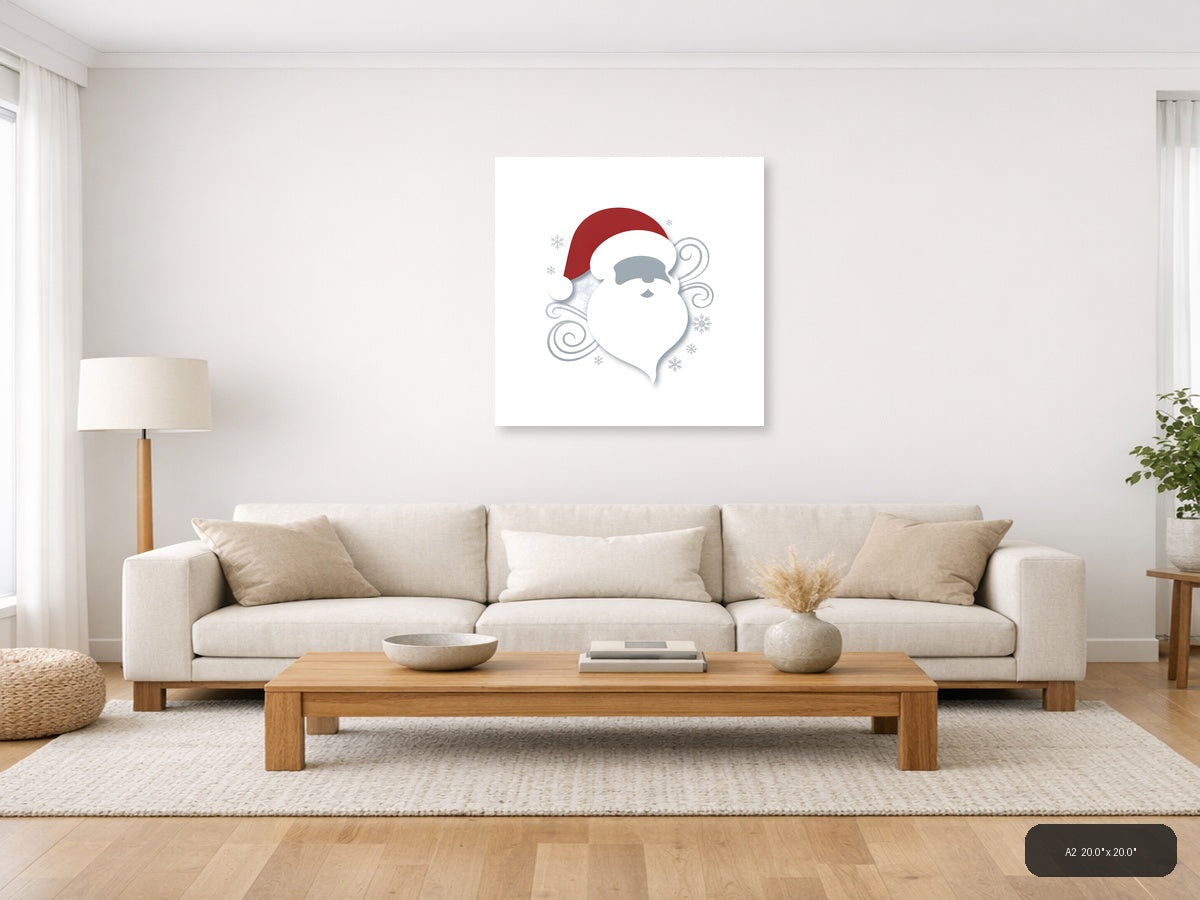 Minimalist Santa Claus with Snowflakes Wall Art — A2 / Living Room