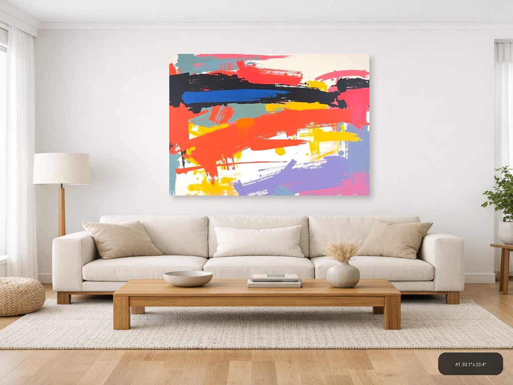 Colorful Abstract Brushstrokes Landscape Wall Art — A1 / Living Room