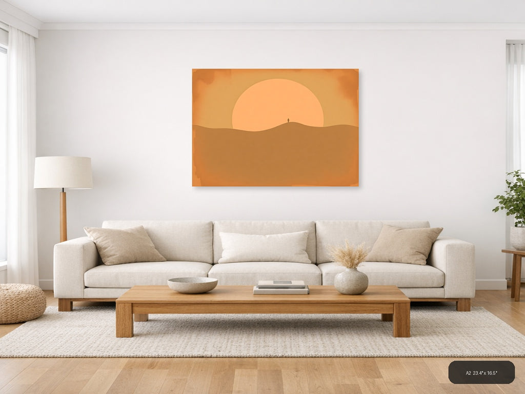 Vintage Desert Sunset Silhouette Wall Art — A2 / Living Room