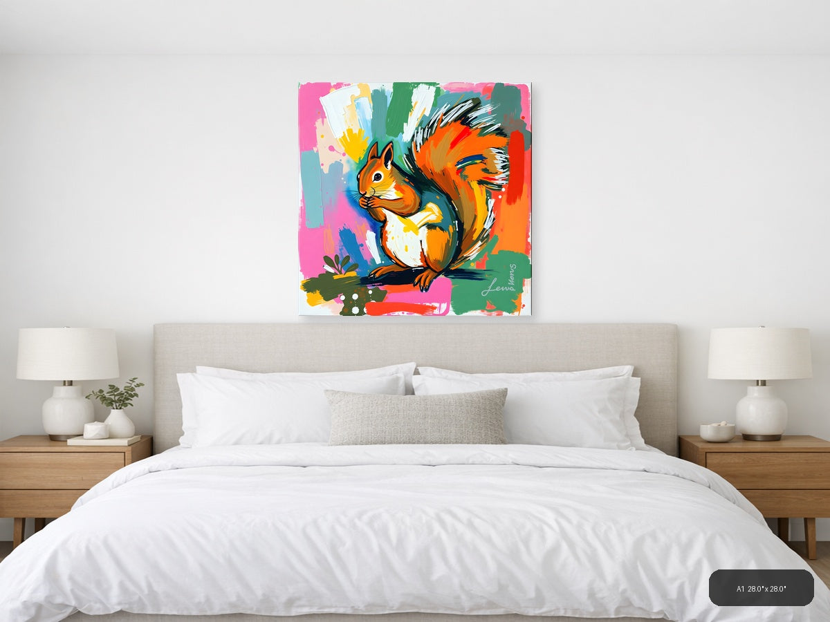 Colorful Abstract Squirrel Pop Art Wall Art — A1 / Bedroom