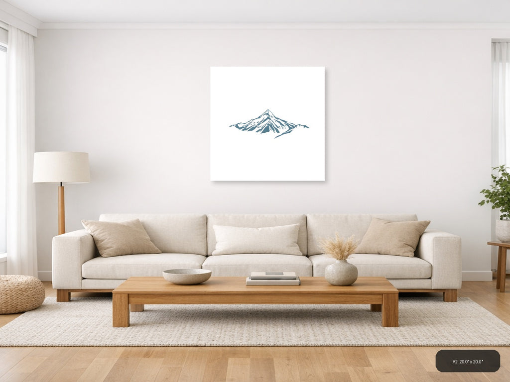 Minimalist Snow-Capped Mountain Peak Wall Art — A2 / Living Room