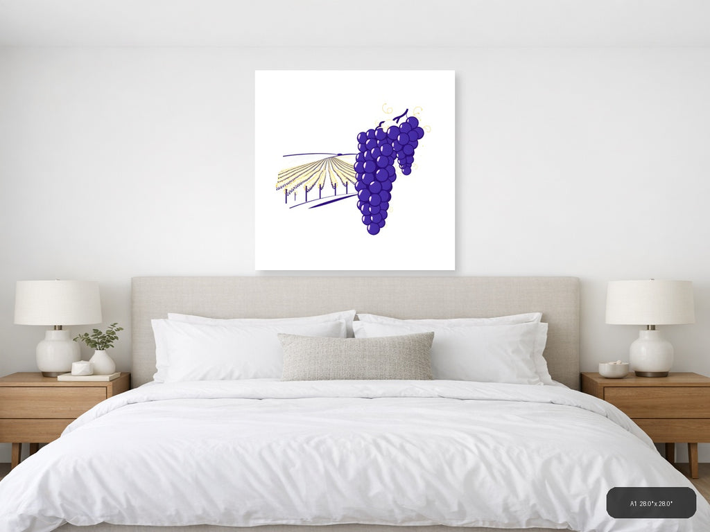 Minimalist Purple Grapes Vineyard Field Wall Art — A1 / Bedroom