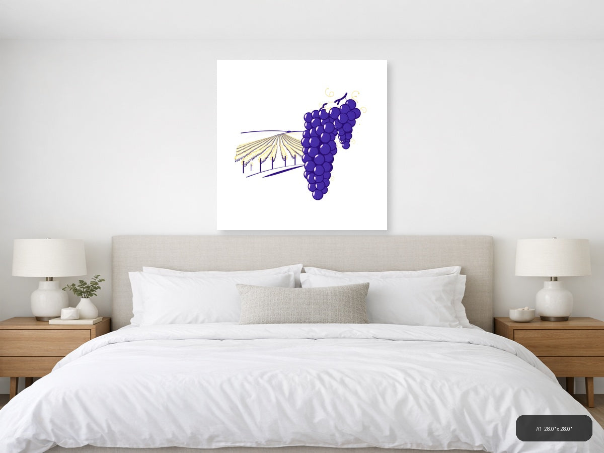 Minimalist Purple Grapes Vineyard Field Wall Art — A1 / Bedroom