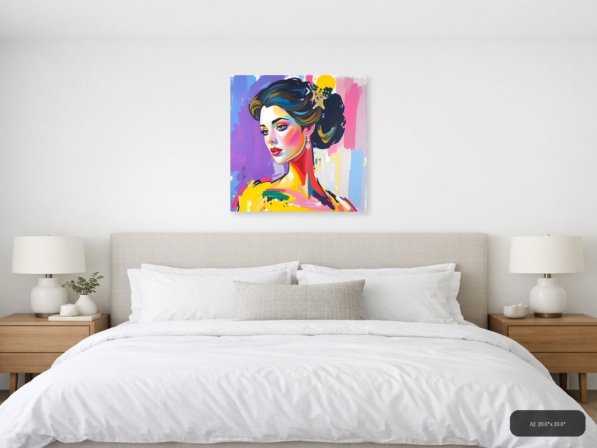 Colorful Pop Art Woman Portrait Abstract Wall Art — A2 / Bedroom