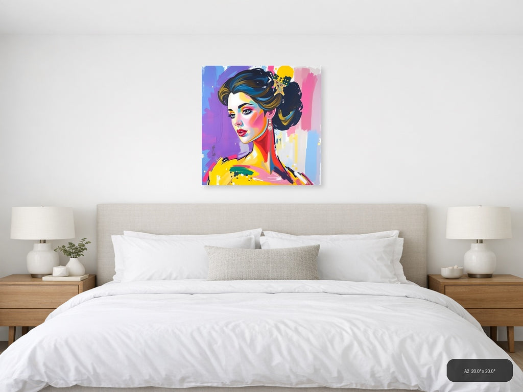 Colorful Abstract Woman Portrait Pop Art Wall Art — A2 / Bedroom