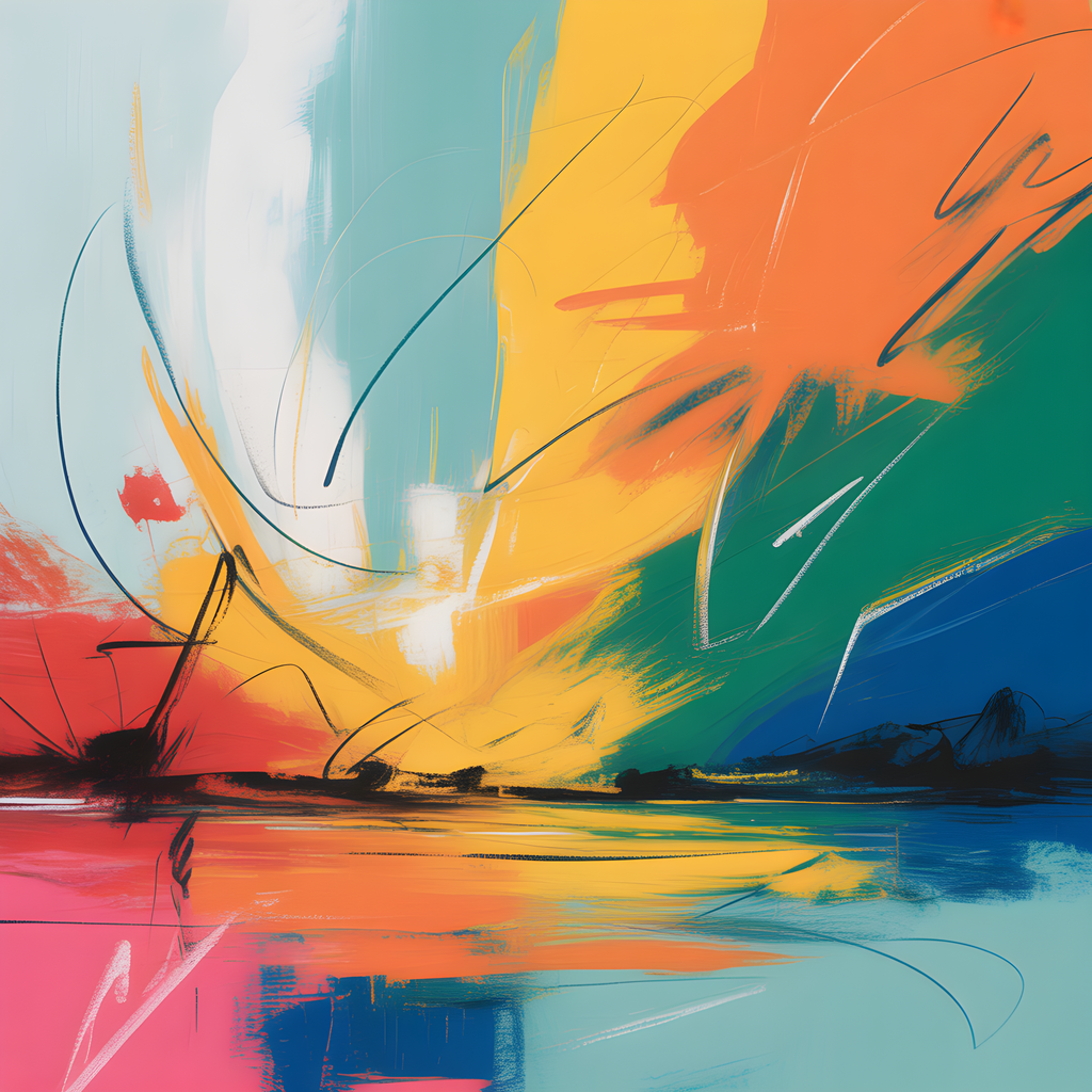 Colorful Abstract Landscape Sunset Wall Art