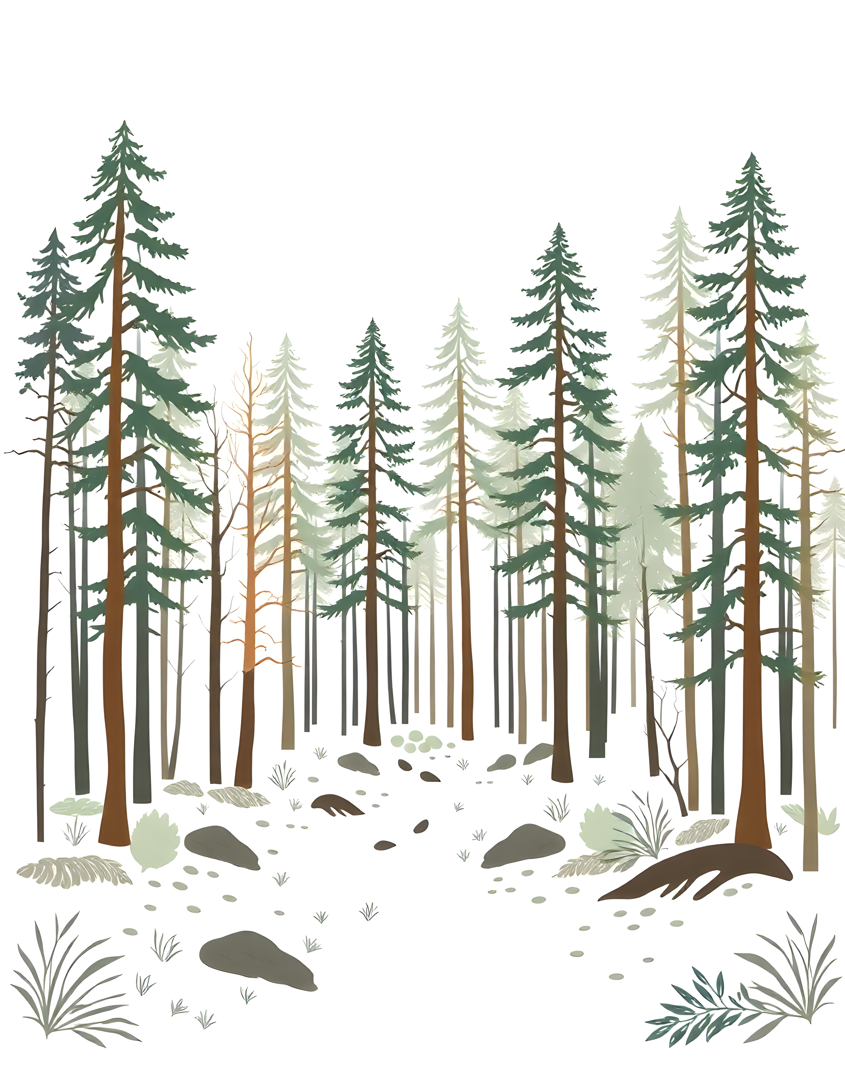 Minimalist Forest Trees Snow Landscape Wall Art
