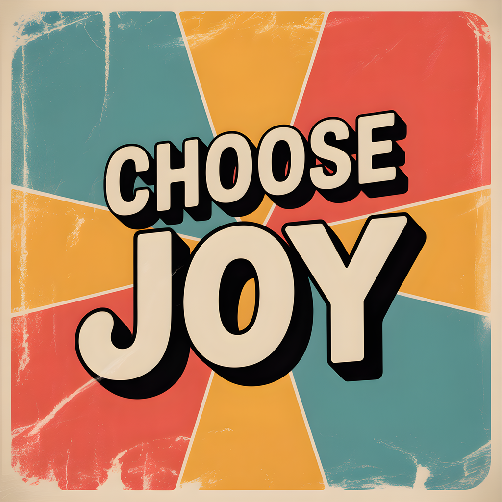 Choose Joy Vintage Retro Sunburst Square Wall Art