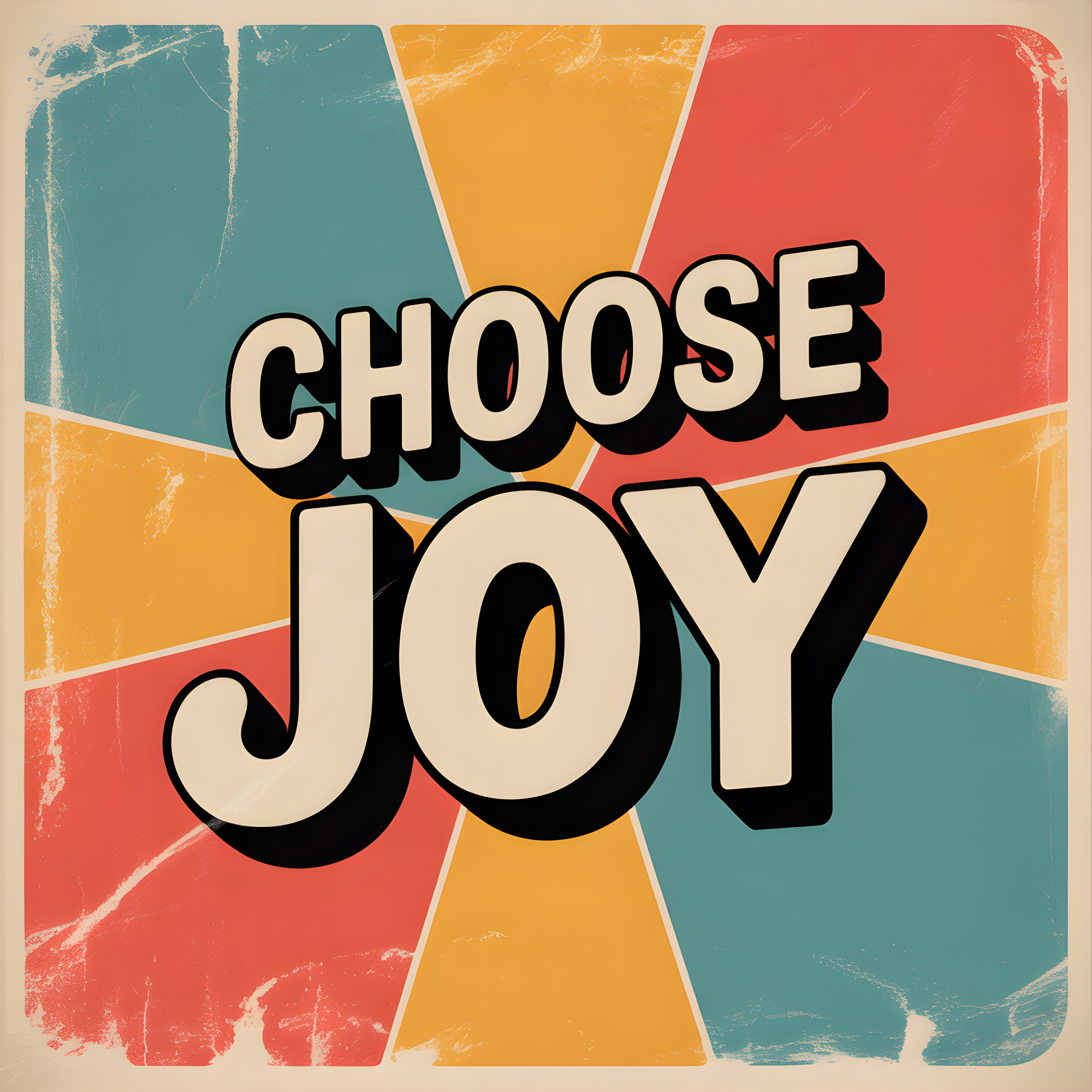 Choose Joy Vintage Retro Sunburst Square Wall Art