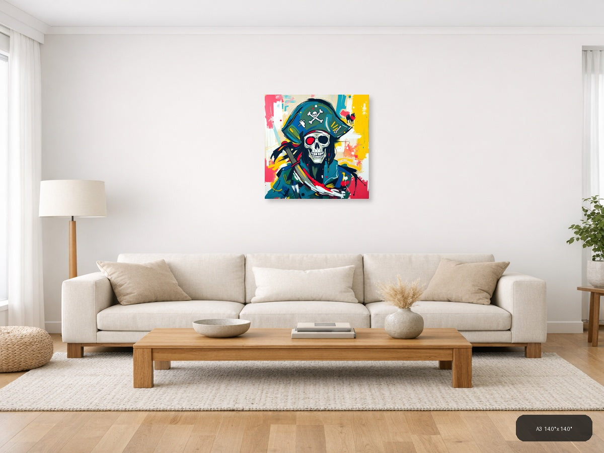 Pirate Skull Abstract Pop Art Colorful Wall Art — A3 / Living Room