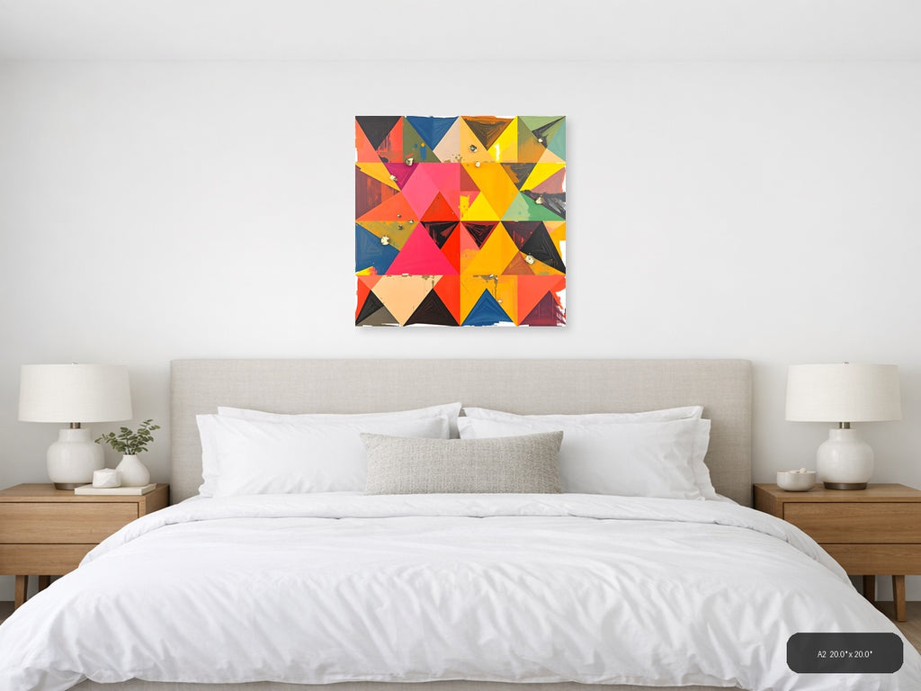 Colorful Geometric Triangle Abstract Wall Art — A2 / Bedroom