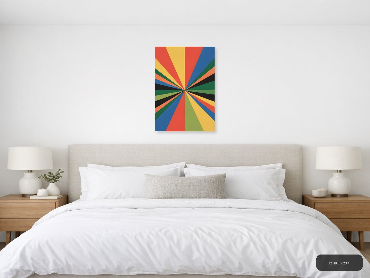 Colorful Radial Sunburst Rays Abstract Photography Wall Art — A2 / Bedroom