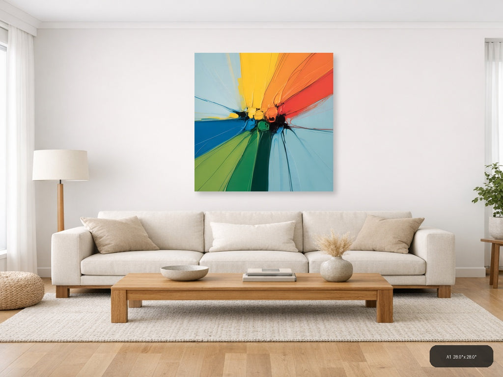 Rainbow Burst Abstract Modern Colorful Wall Art — A1 / Living Room