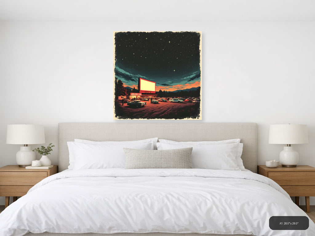Vintage Drive-In Theater at Sunset - Retro Wall Art — A1 / Bedroom