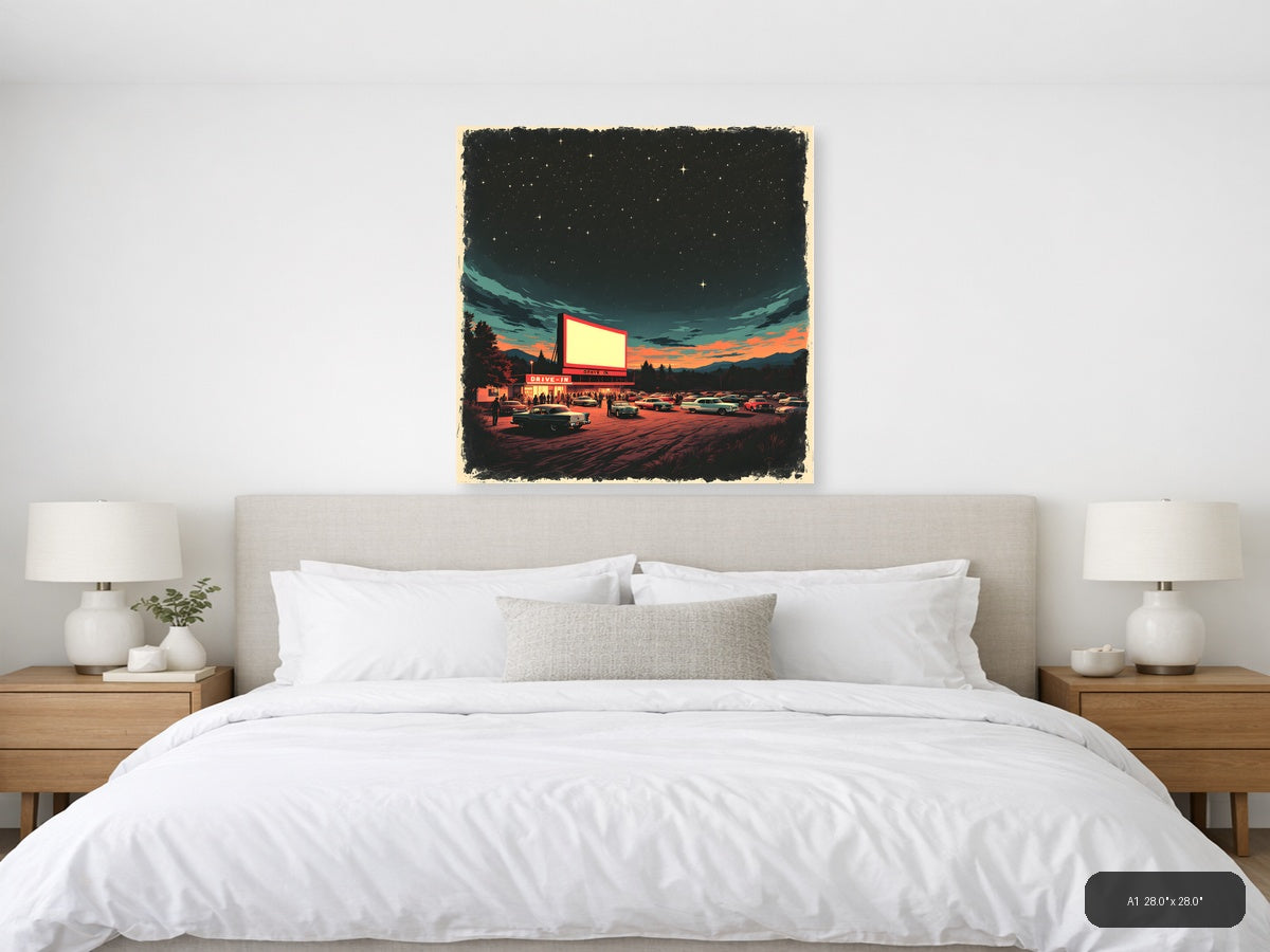 Vintage Drive-In Theater at Sunset - Retro Wall Art — A1 / Bedroom