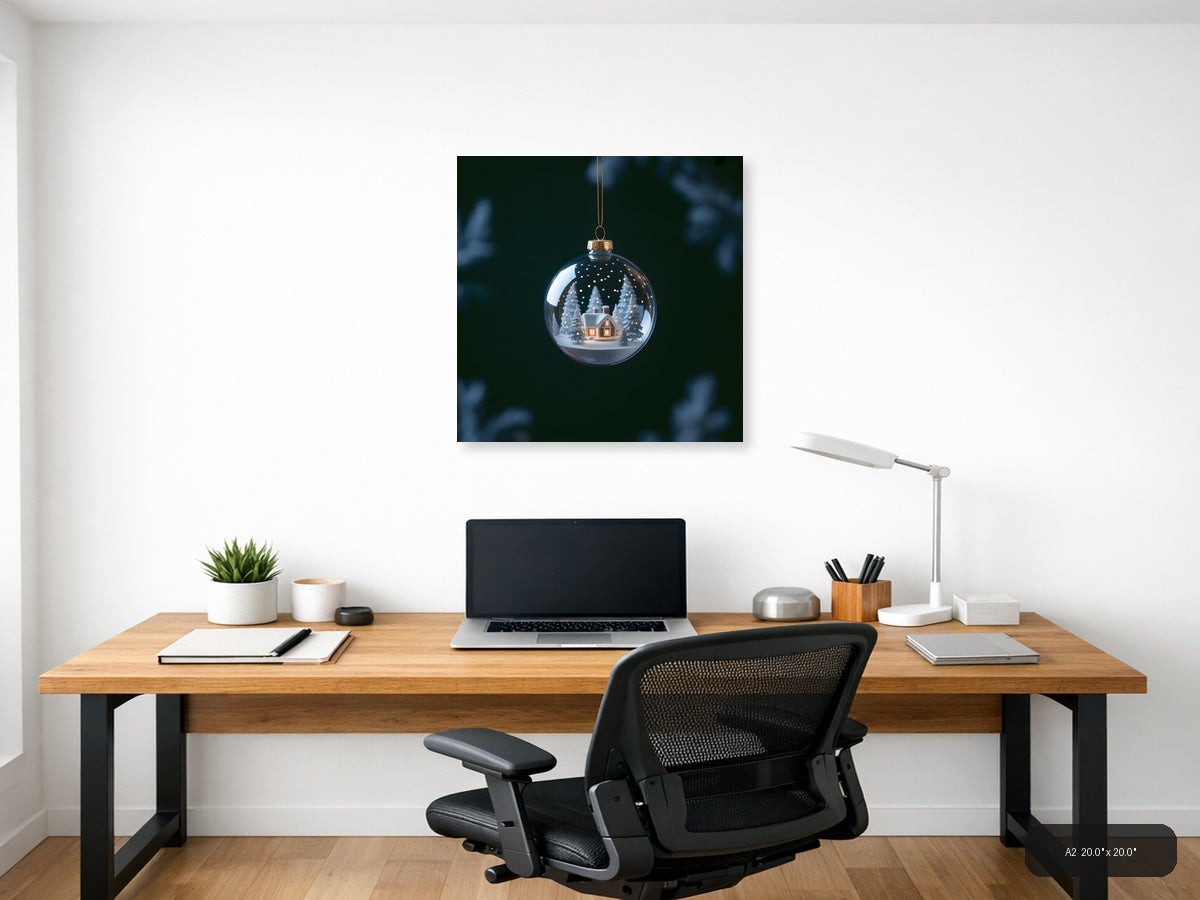 Winter Snow Globe House Photography Wall Art — A2 / Office