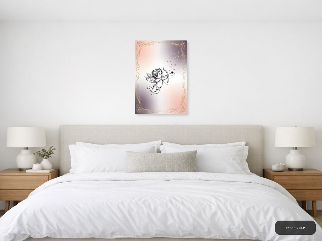 Cupid with Bow and Arrows Line Art Wall Art — A2 / Bedroom