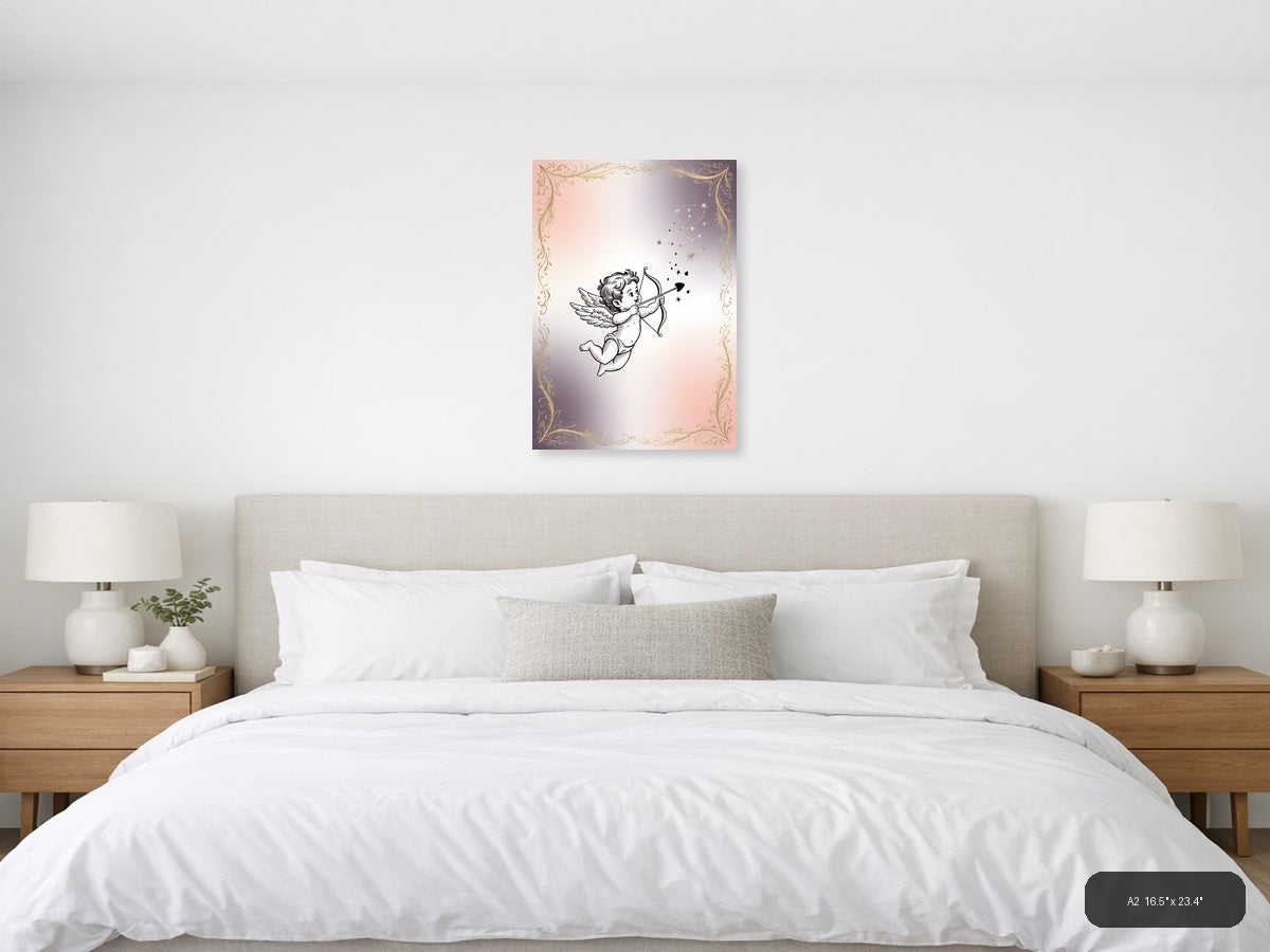 Cupid with Bow and Arrows Line Art Wall Art — A2 / Bedroom