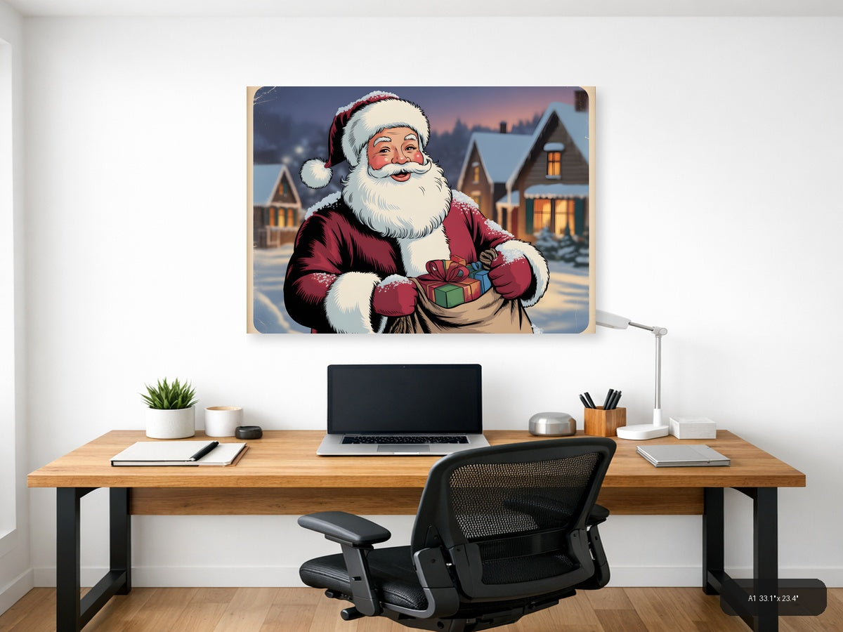 Vintage Santa Claus Christmas Holiday Wall Art — A1 / Office