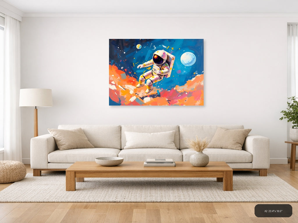 Colorful Astronaut in Space Abstract Wall Art — A2 / Living Room