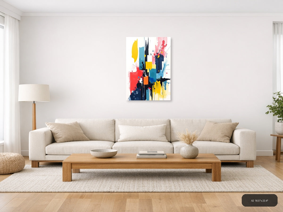 Abstract Silhouette Cityscape Splatter Wall Art — A2 / Living Room