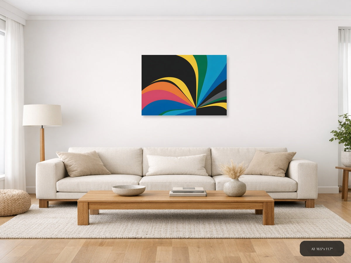 Colorful Rainbow Wave Abstract Photography Wall Art — A3 / Living Room