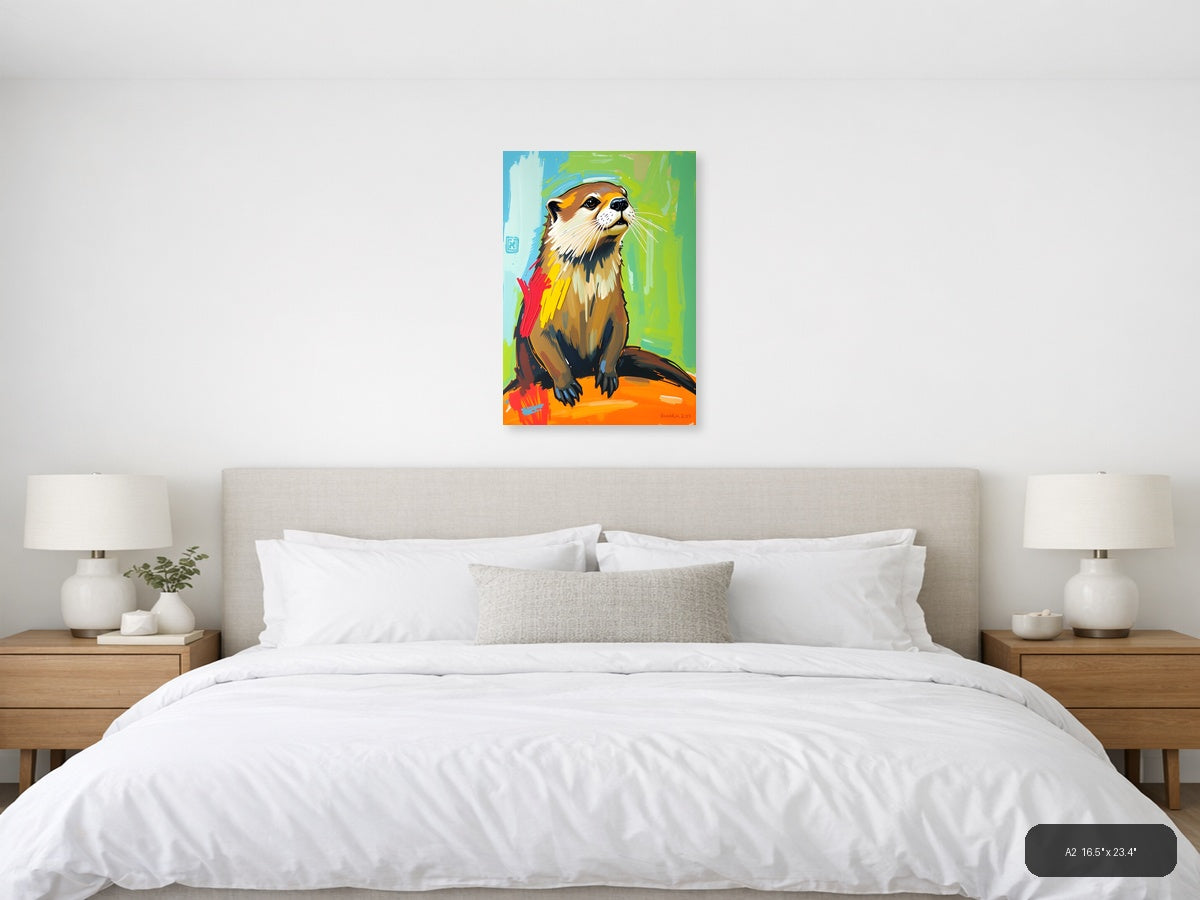 Colorful Abstract Otter Portrait Wall Art — A2 / Bedroom