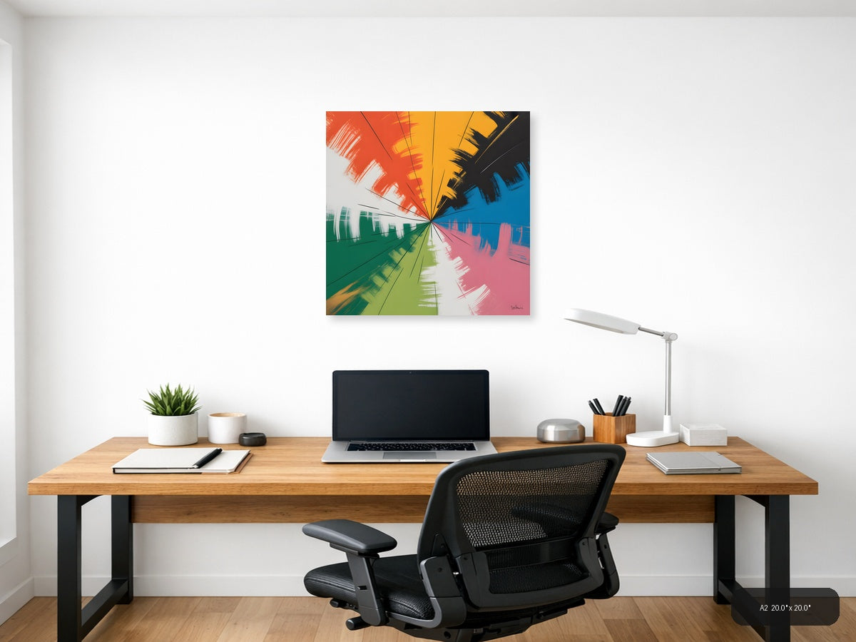 Radiant Color Wheel Abstract Sunburst Wall Art — A2 / Office