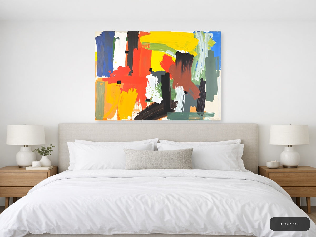 Vibrant Abstract Expressionist Composition Wall Art — A1 / Bedroom