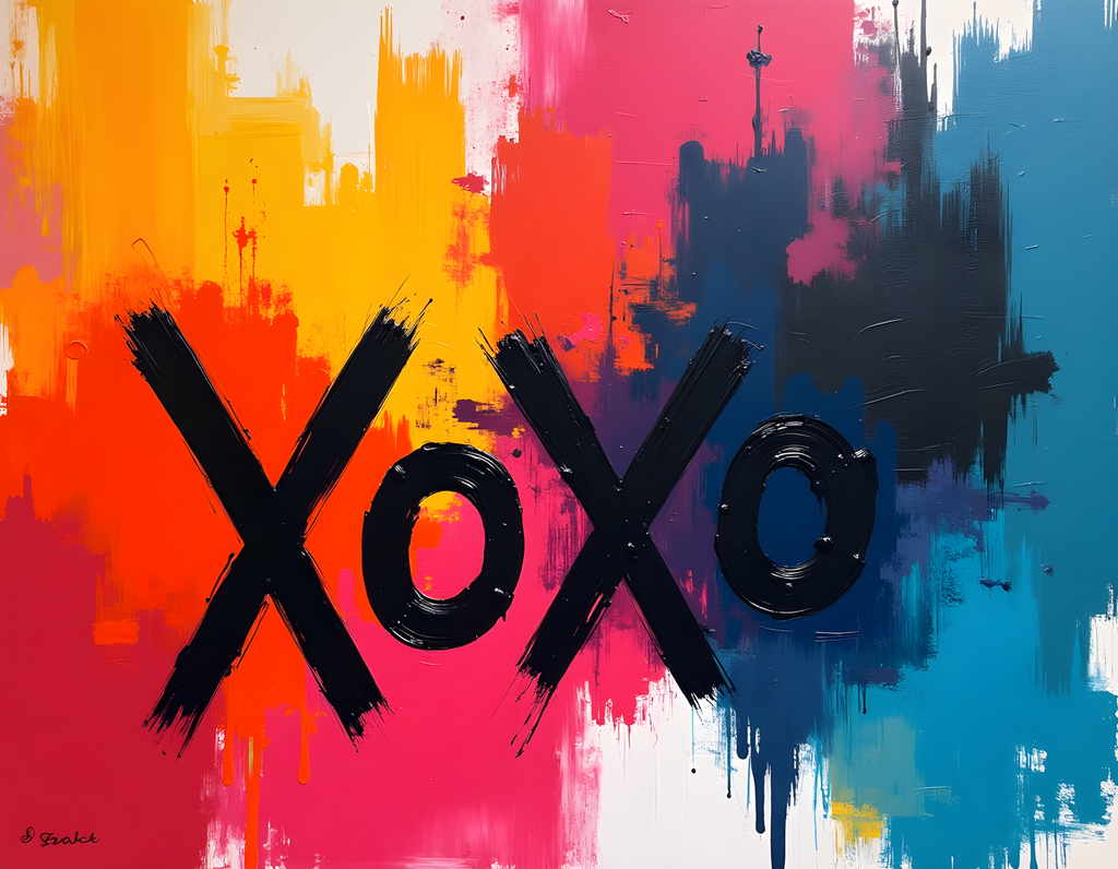 XOXO Abstract Colorful Urban Skyline Wall Art