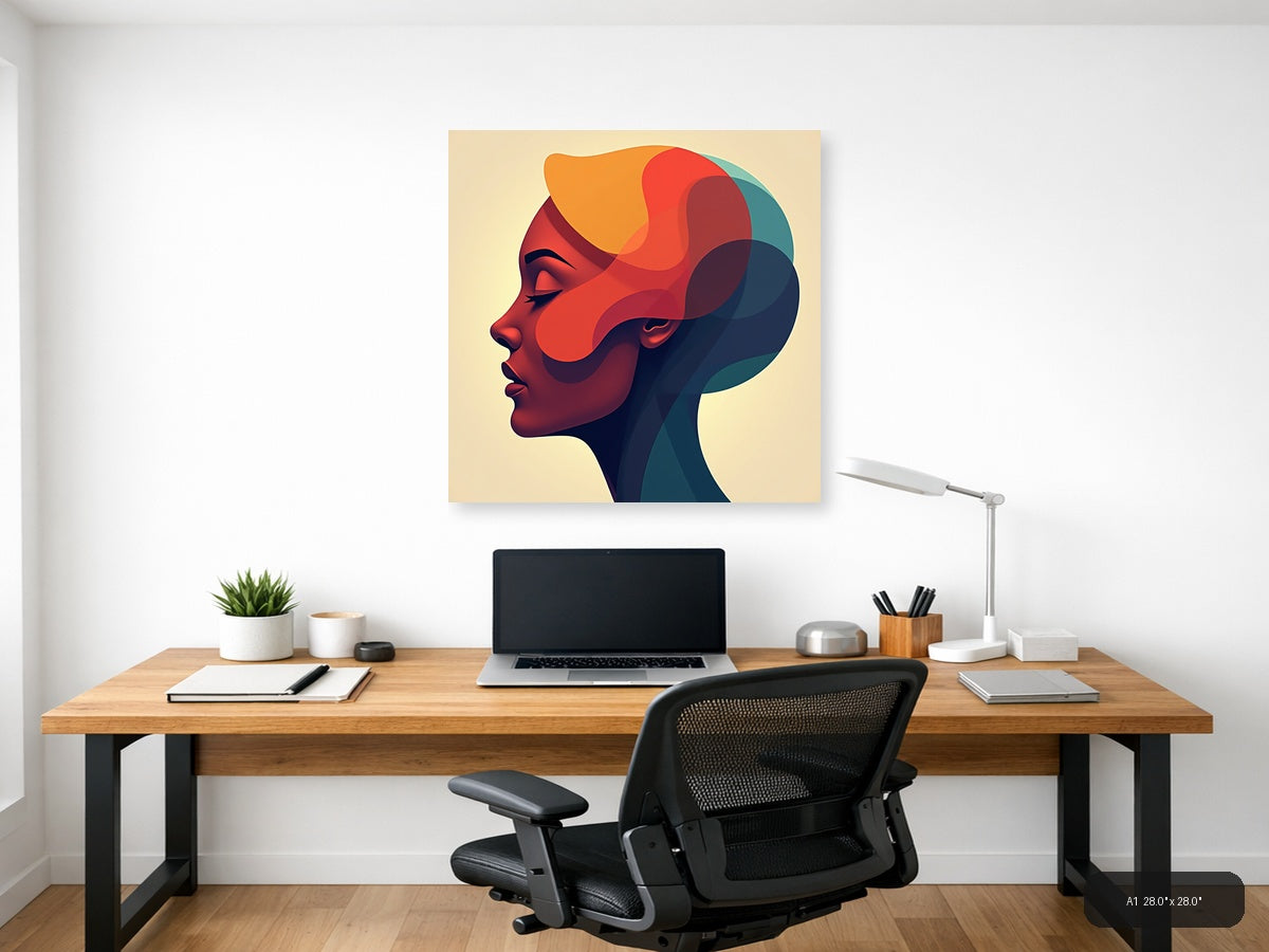 Abstract Colorful Profile Portrait Modern Wall Art — A1 / Office