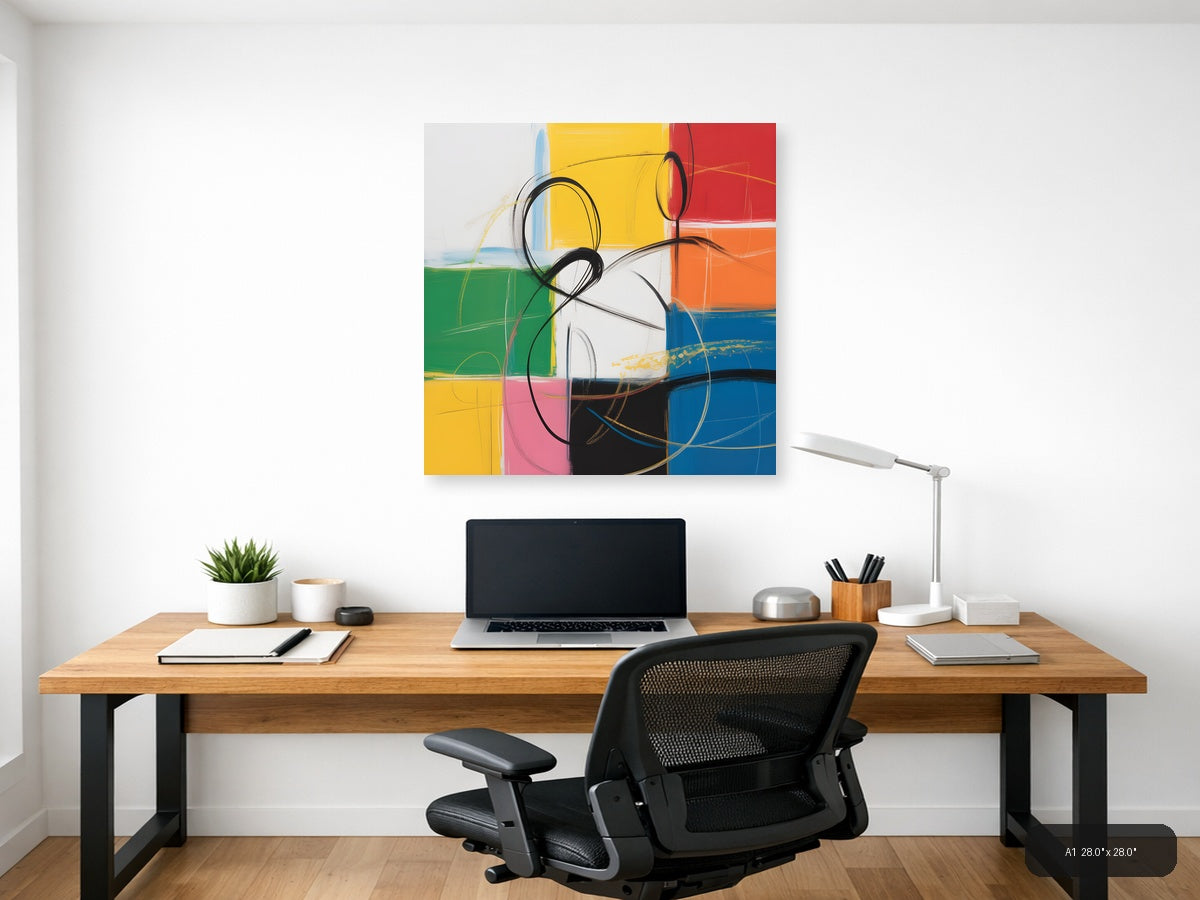 Abstract Colorblock Circles Modern Wall Art — A1 / Office