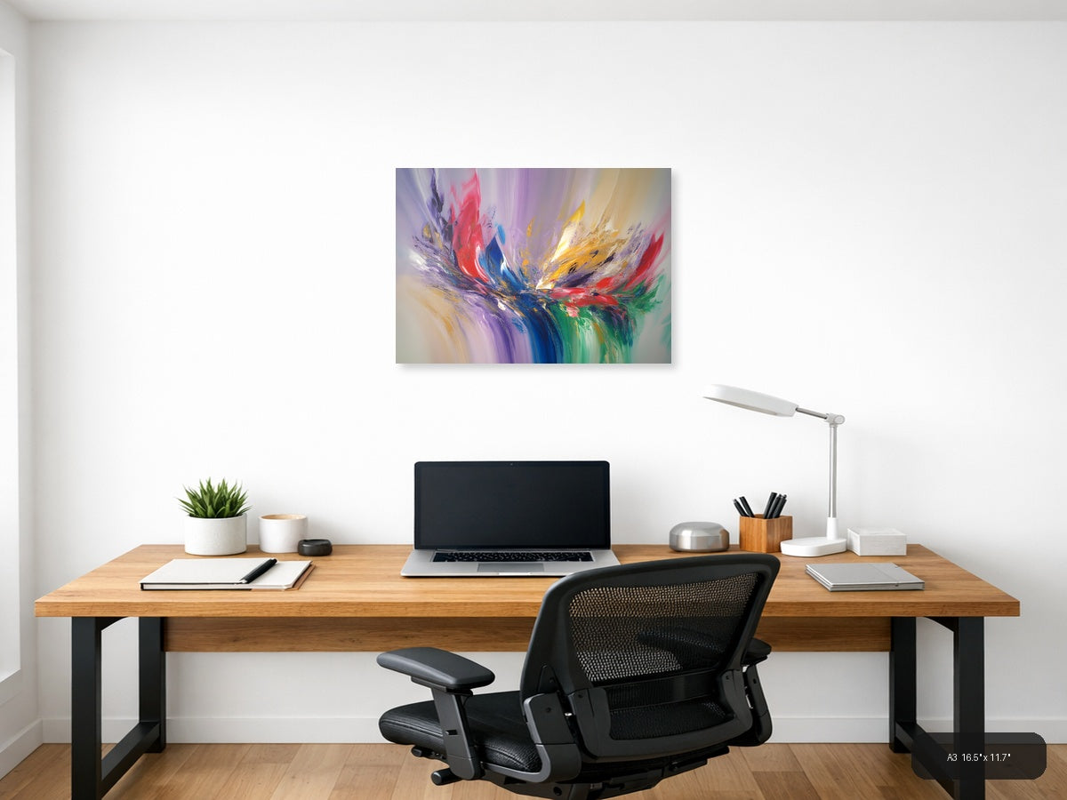 Colorful Abstract Explosion - Modern Purple Blue Red Wall Art — A3 / Office