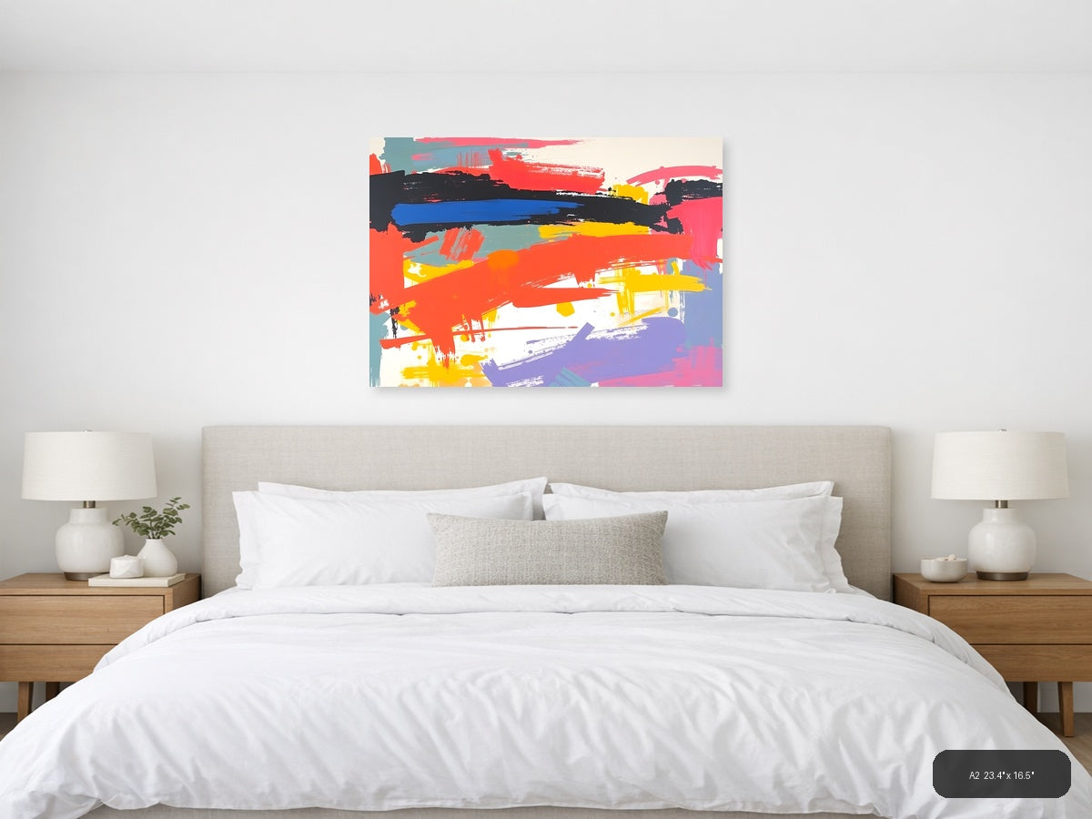 Vibrant Abstract Brushstrokes Landscape Wall Art — A2 / Bedroom