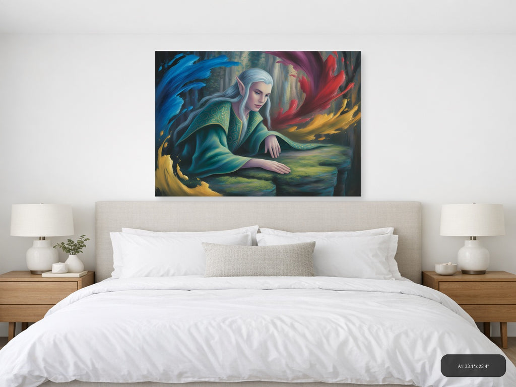 Ethereal Elf with Flowing Robes Abstract Wall Art — A1 / Bedroom