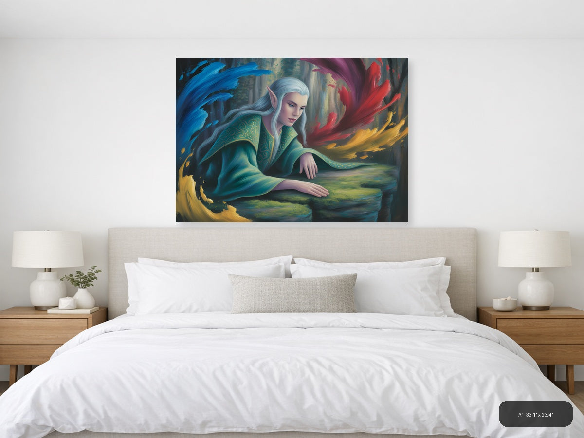 Ethereal Elf with Flowing Robes Abstract Wall Art — A1 / Bedroom