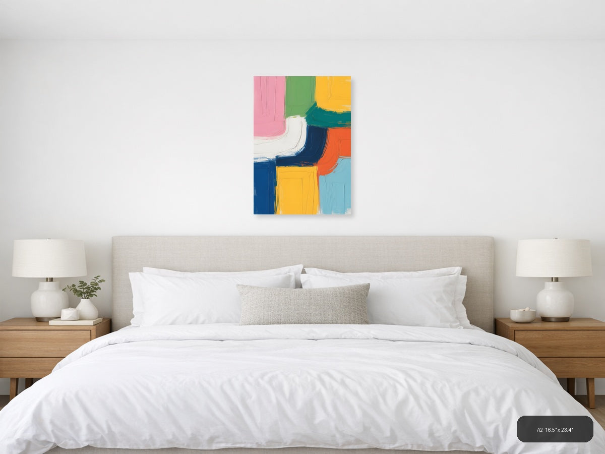 Colorful Abstract Geometric Blocks Modern Wall Art — A2 / Bedroom