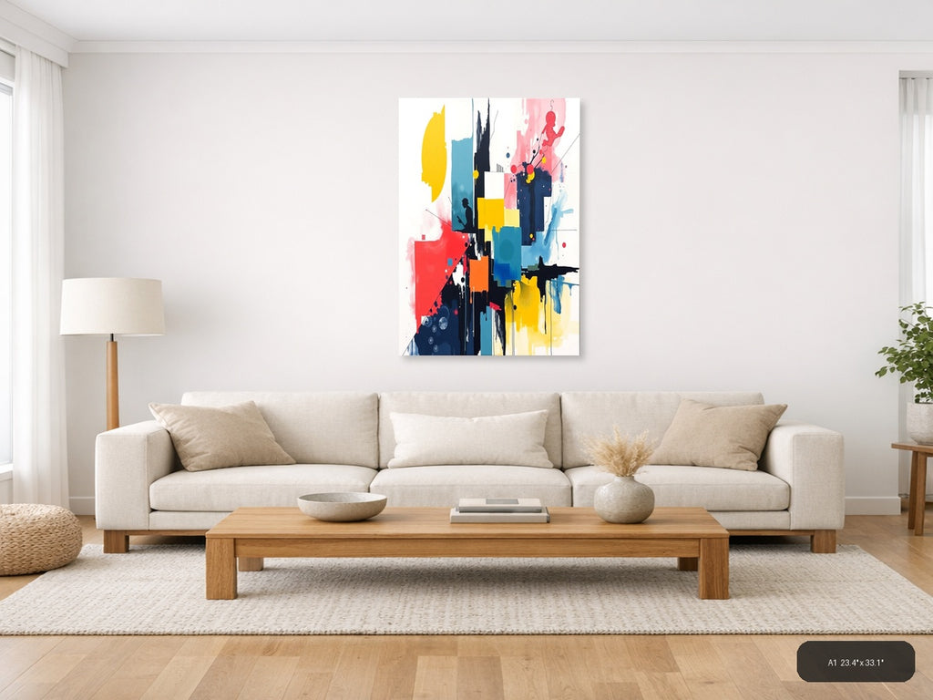 Abstract Silhouette Cityscape Splatter Wall Art — A1 / Living Room