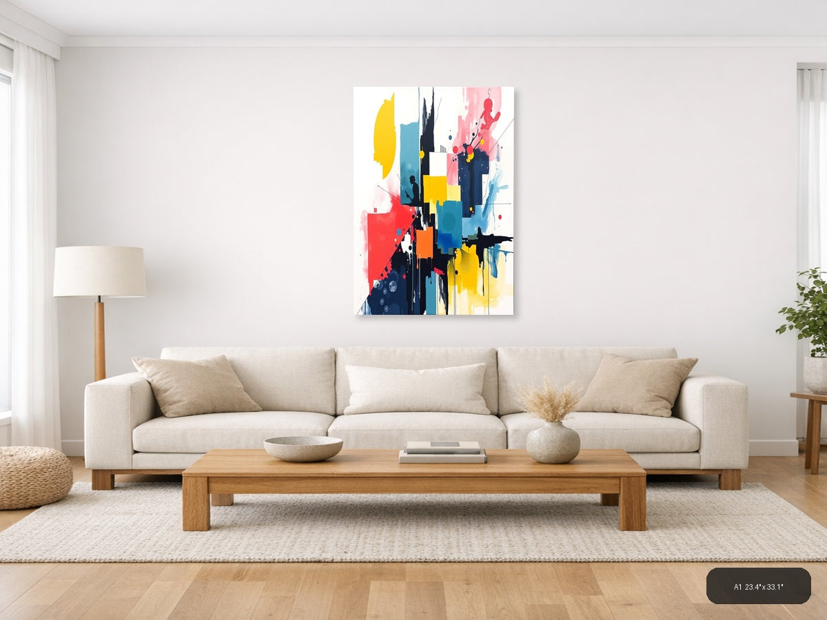 Abstract Silhouette Cityscape Splatter Wall Art — A1 / Living Room