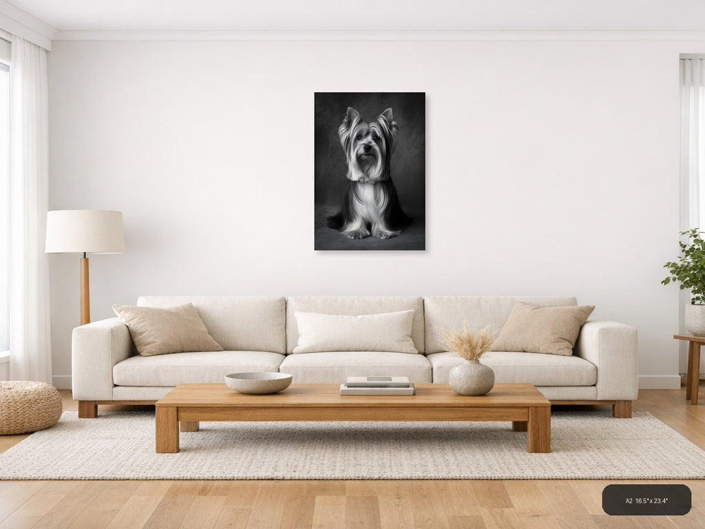 Shih Tzu Portrait Black and White Photography Wall Art — A2 / Living Room