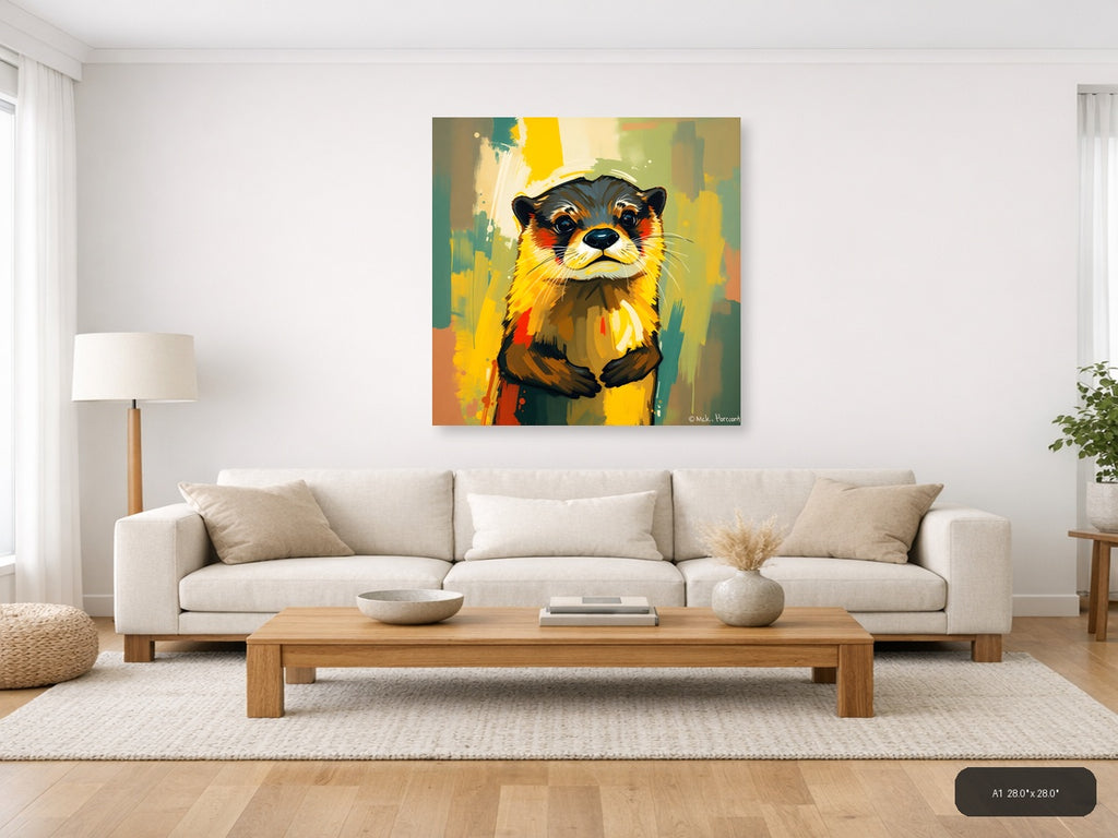 Colorful Otter Abstract Portrait Wall Art — A1 / Living Room