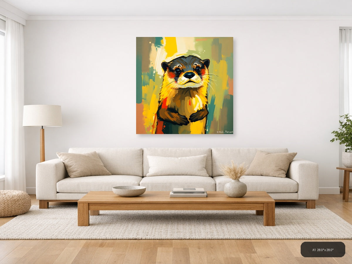 Colorful Otter Abstract Portrait Wall Art — A1 / Living Room