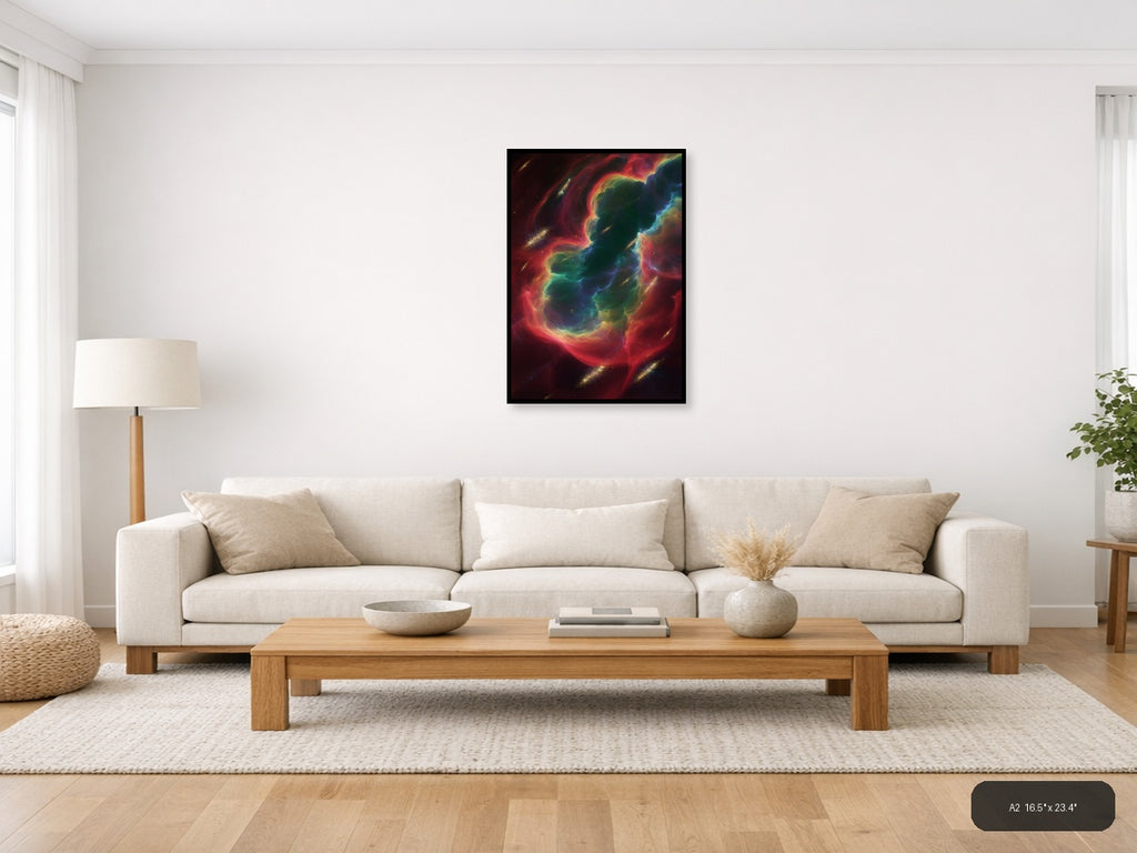 Vibrant Abstract Nebula Swirl - Colorful Modern Wall Art — A2 / Living Room
