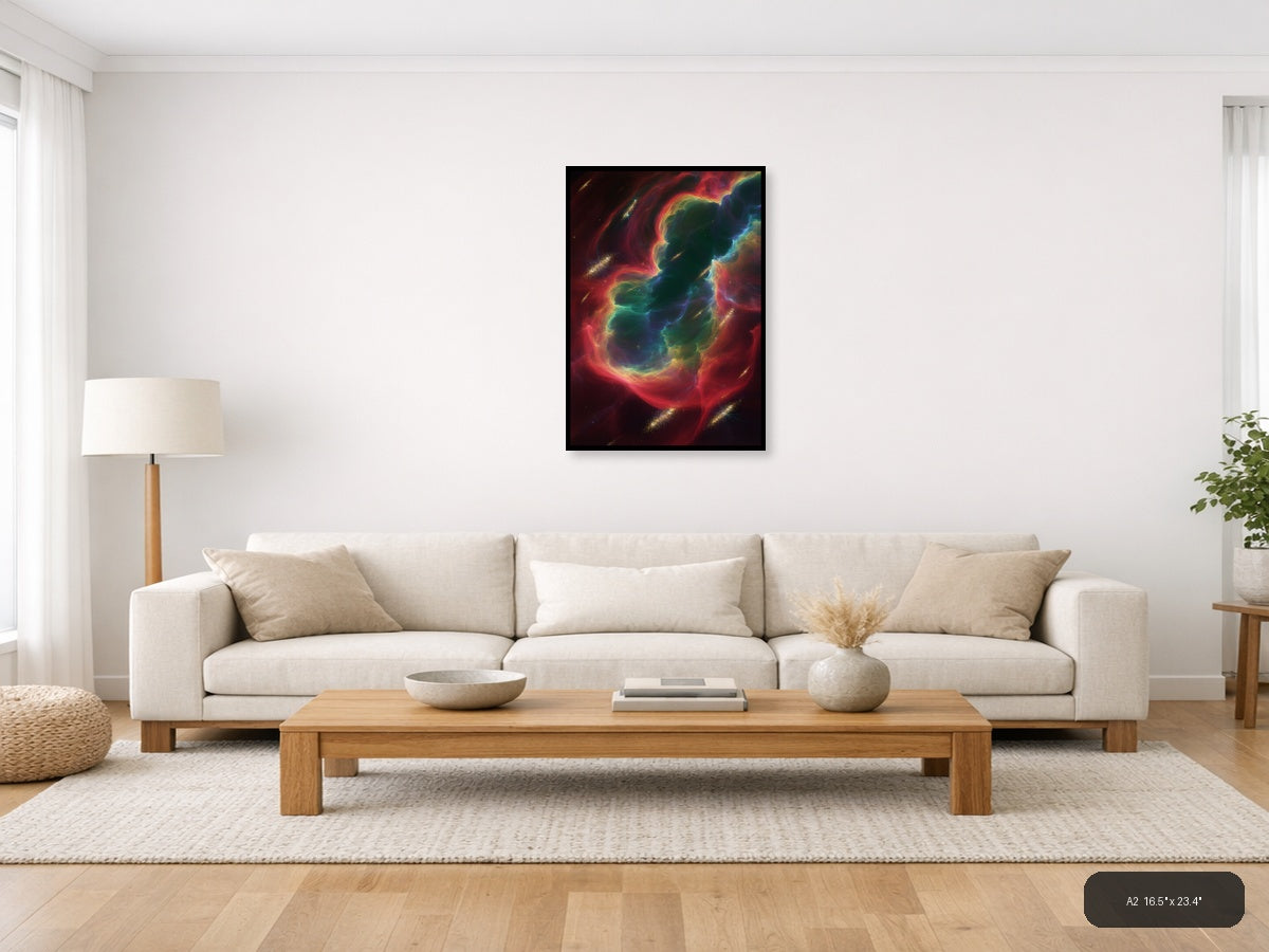 Vibrant Abstract Nebula Swirl - Colorful Modern Wall Art — A2 / Living Room