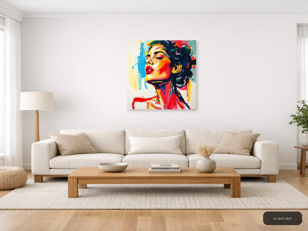 Colorful Abstract Portrait Pop Art Style Wall Art — A2 / Living Room