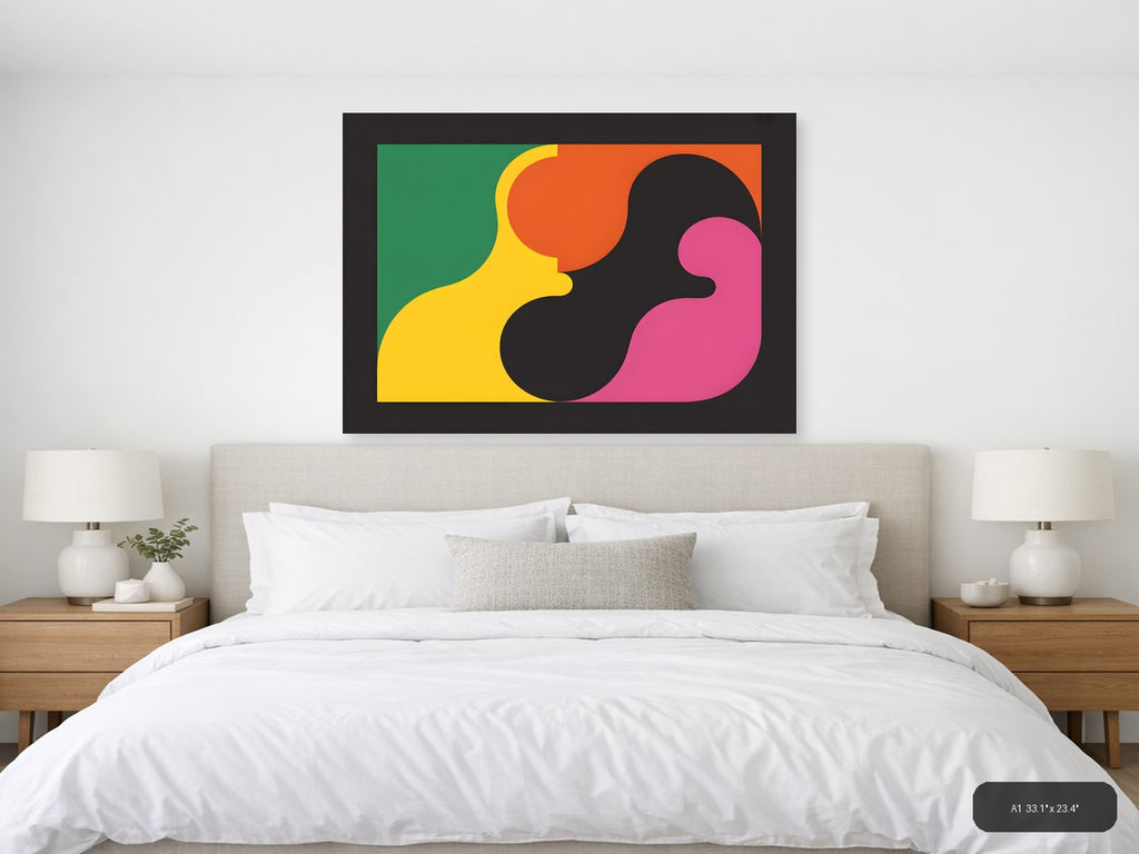 Abstract Geometric Faces Colorful Modern Wall Art — A1 / Bedroom