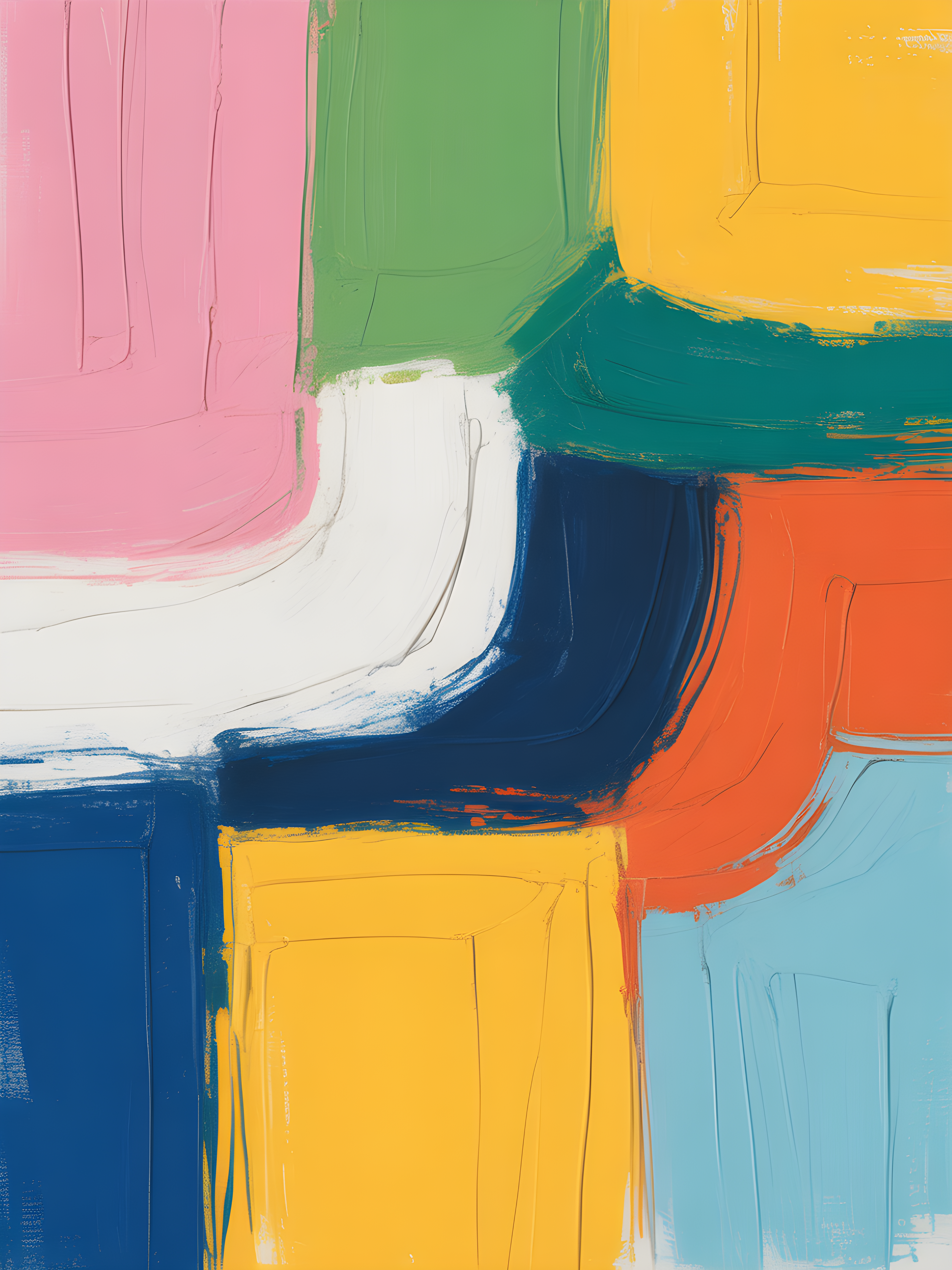 Colorful Abstract Geometric Blocks Modern Wall Art