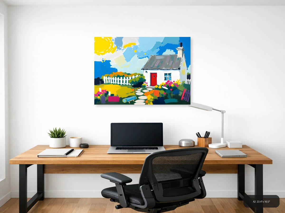 Colorful Cottage Garden Abstract Landscape Wall Art — A2 / Office
