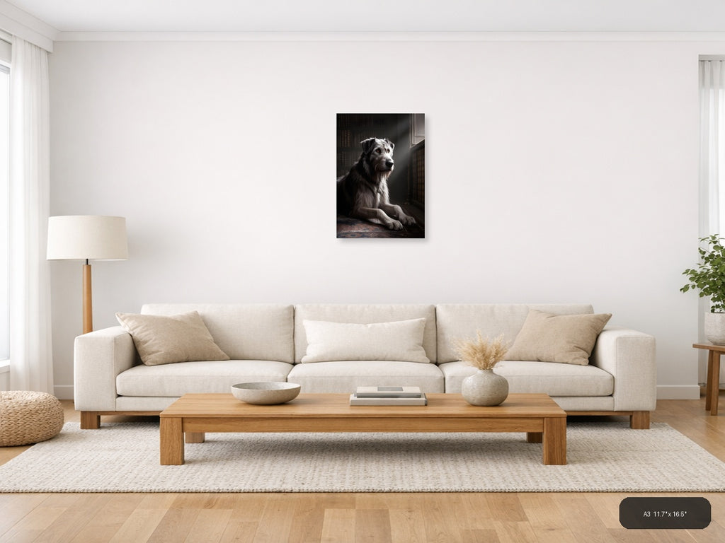 Dignified Dog Portrait in Library - Photography Wall Art — A3 / Living Room