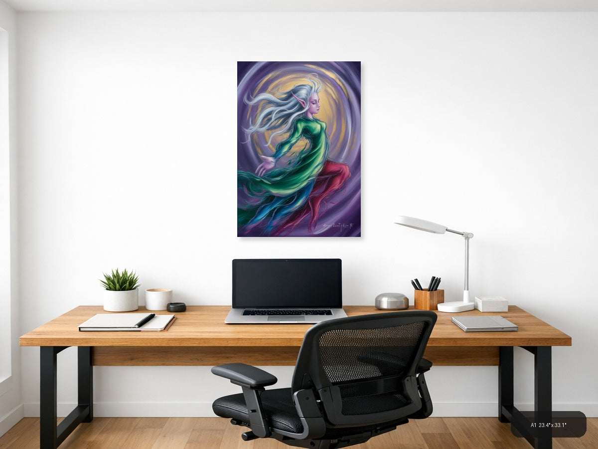 Abstract Ethereal Woman with Flowing Hair Portrait Wall Art — A1 / Office